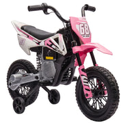 AIYAPLAY Kids Electric Motorcycle, 12V Ride On Motorbike with Training Wheels, Soft Start, Suspension, Music for 3?6 Years, Pink