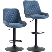 HOMCOM Set of Two Faux Leather Retro Bar Stools - Dark Blue
