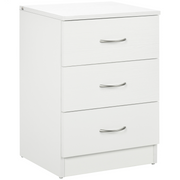 HOMCOM Modern 3 Drawers Side Cabinet Wooden Bedside Table White