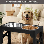 Large Dog Food Feeding Stand Station Stainless Steel Double Raised Bowls Feeding