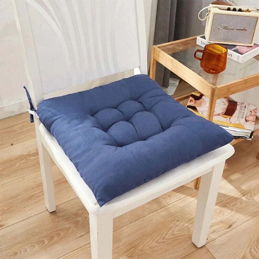 4 Pack Seat Pad Dining Room Garden Kitchen Chair Seat Cushions Tie On Plain UK-blue