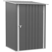 Outsunny 3.3 x 3.4ft Lean To Steel Garden Shed, with Locking Door - Grey