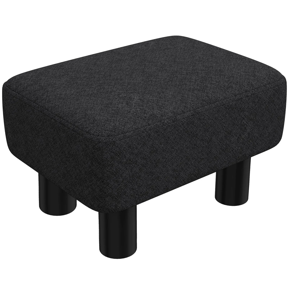 HOMCOM Linen Fabric Footstool Ottoman Cube with 4 Plastic Legs, Black
