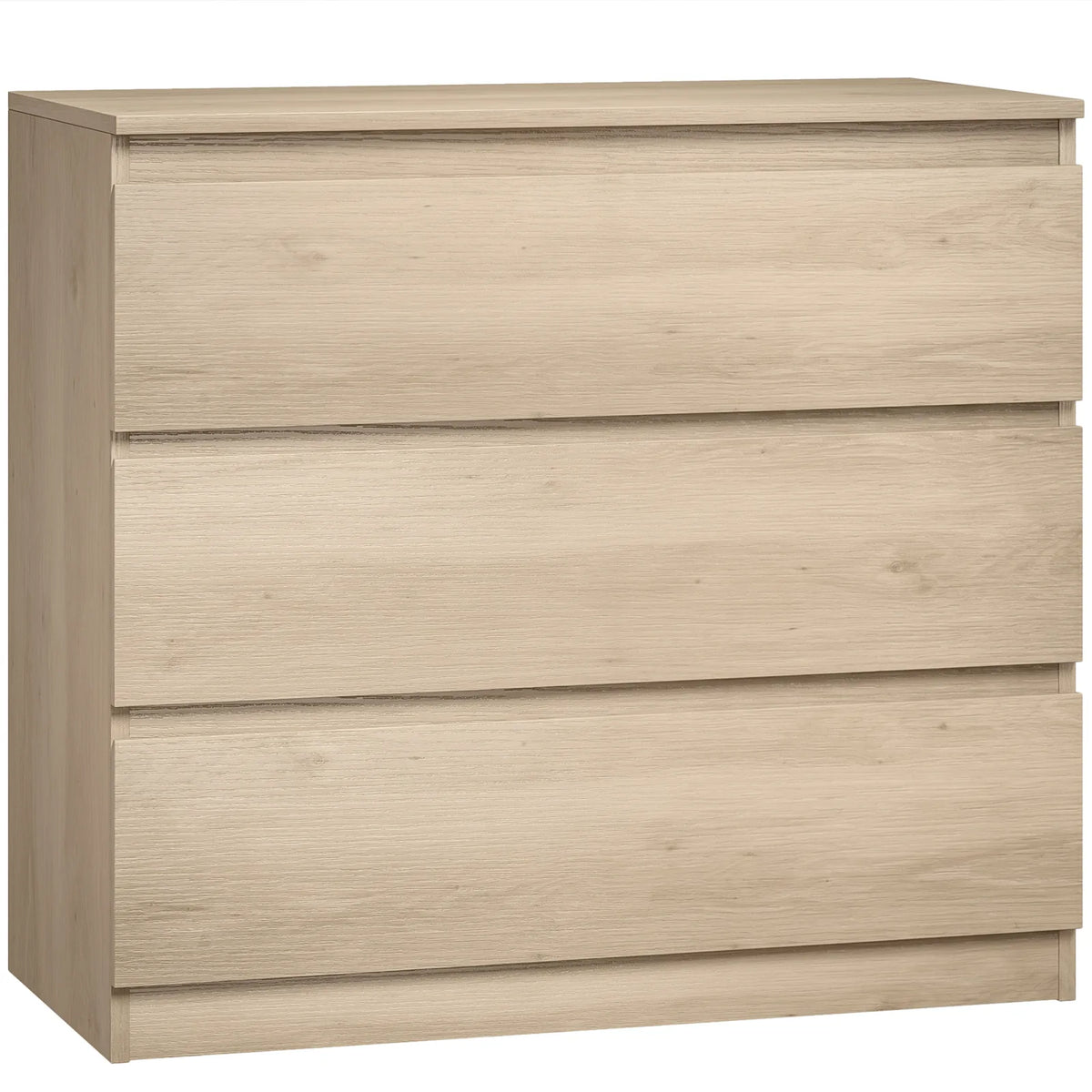 HOMCOM 3-Drawer Storage Organiser Unit, Chest of Drawers for Bedroom, Living Room, 80 x 39 x 73cm, Oak