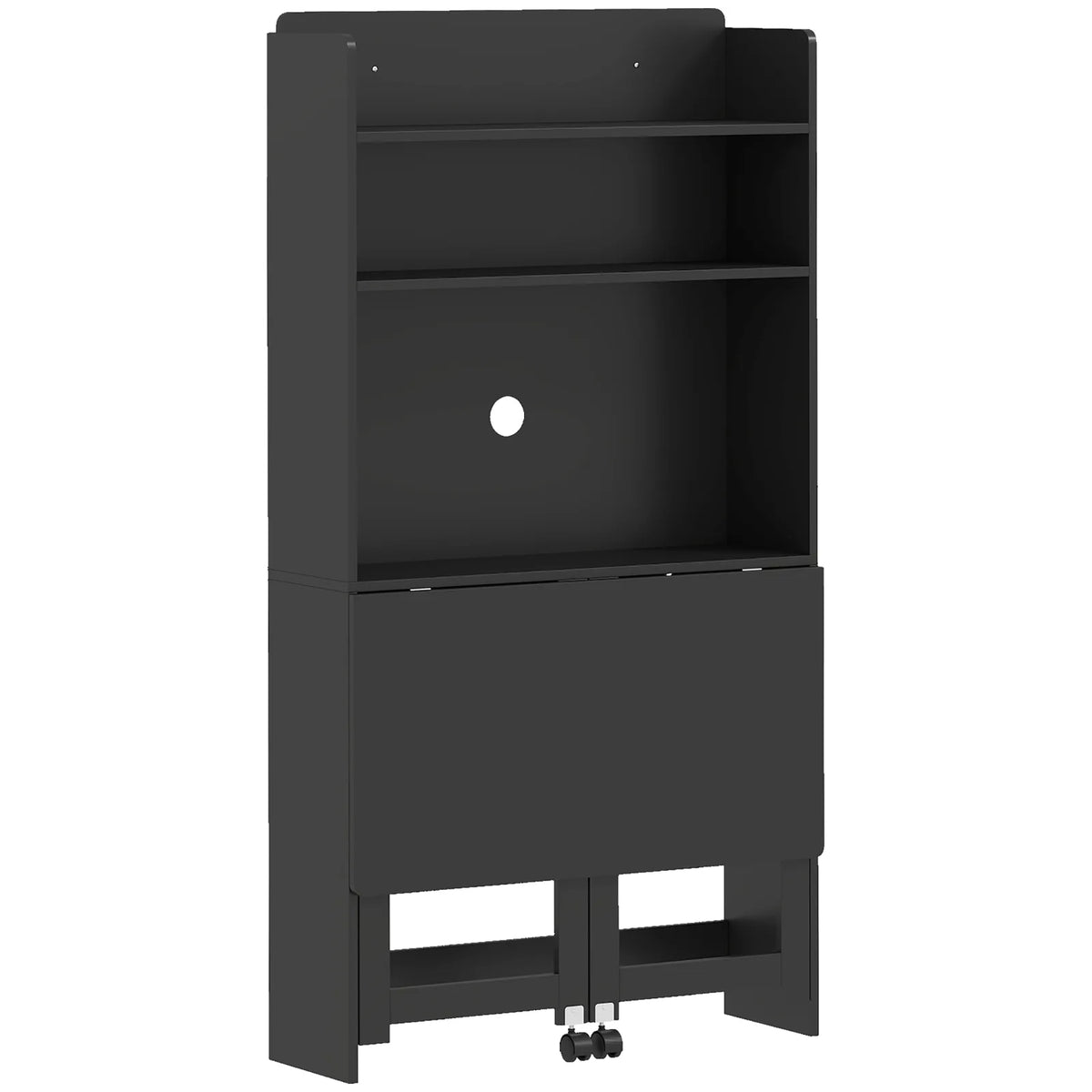 HOMCOM Foldable Desktop, Computer Desk with Storage Shelves, 80 x 69 x 155 cm, Black