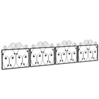Outsunny 4 Panels Decorative Garden Fence Metal Wire No Dig Fencing Black