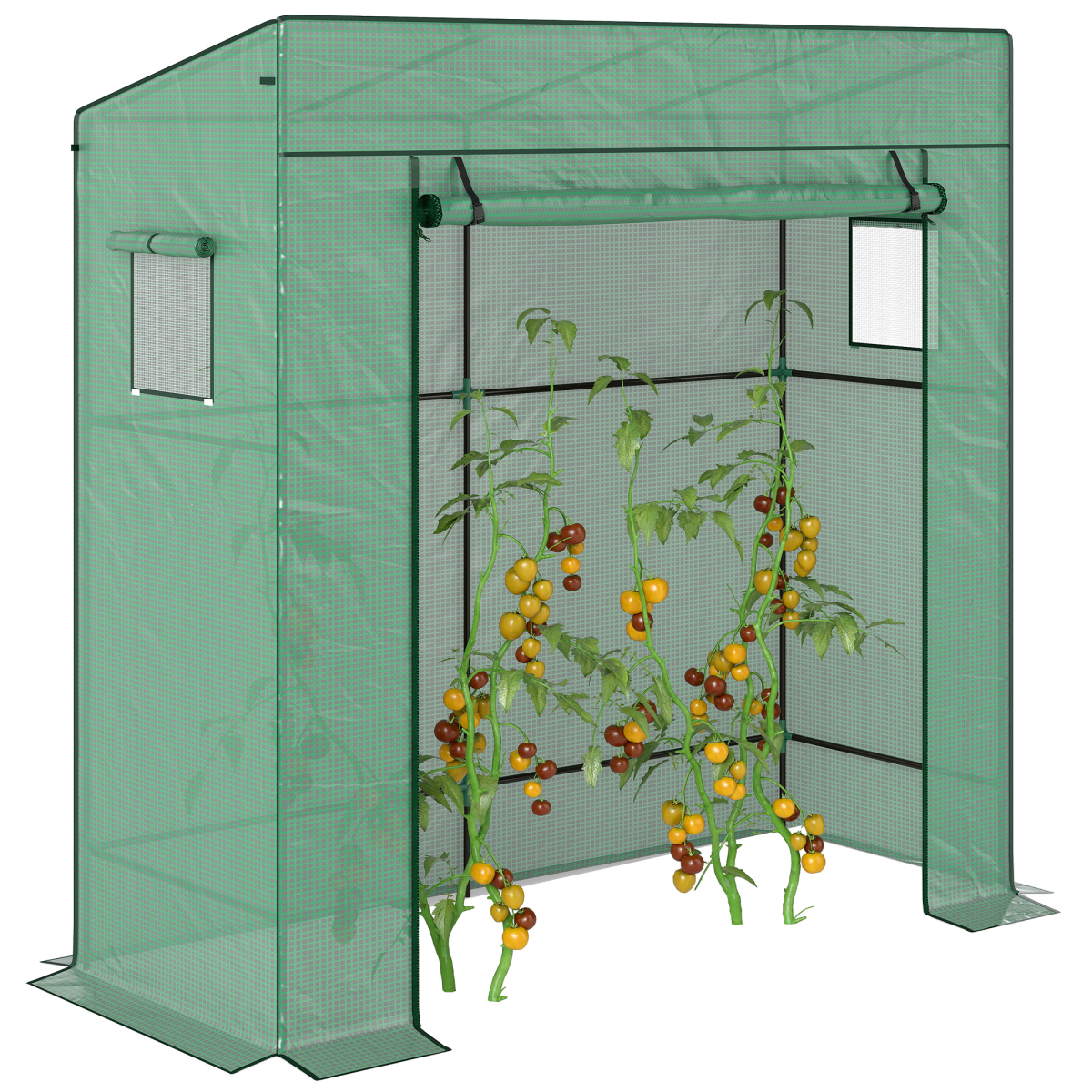 cortex-london-windsor-lean-to-garden-greenhouse-green-roll-up-door-two-mesh-windows
