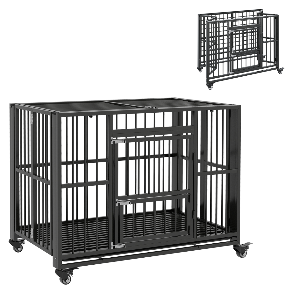 cortex-london-windsor-43-inch-foldable-steel-dog-crate-black