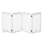 Pet Gate Foldable Freestanding Dog Safety Barrier w/ Support Feet White