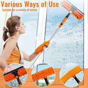 4.5m 15ft Telescopic Window Cleaning Brush Kit Extending Wash Head Squeegee High