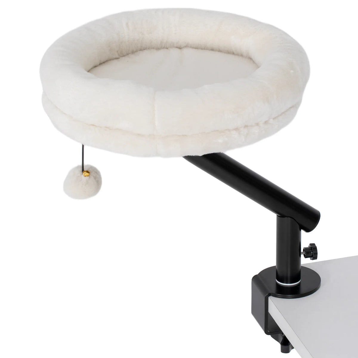 PawHut Cat Desk Bed, Cat Hammock 360° Rotatable Adjustable for Window, Table, Work, Cream White