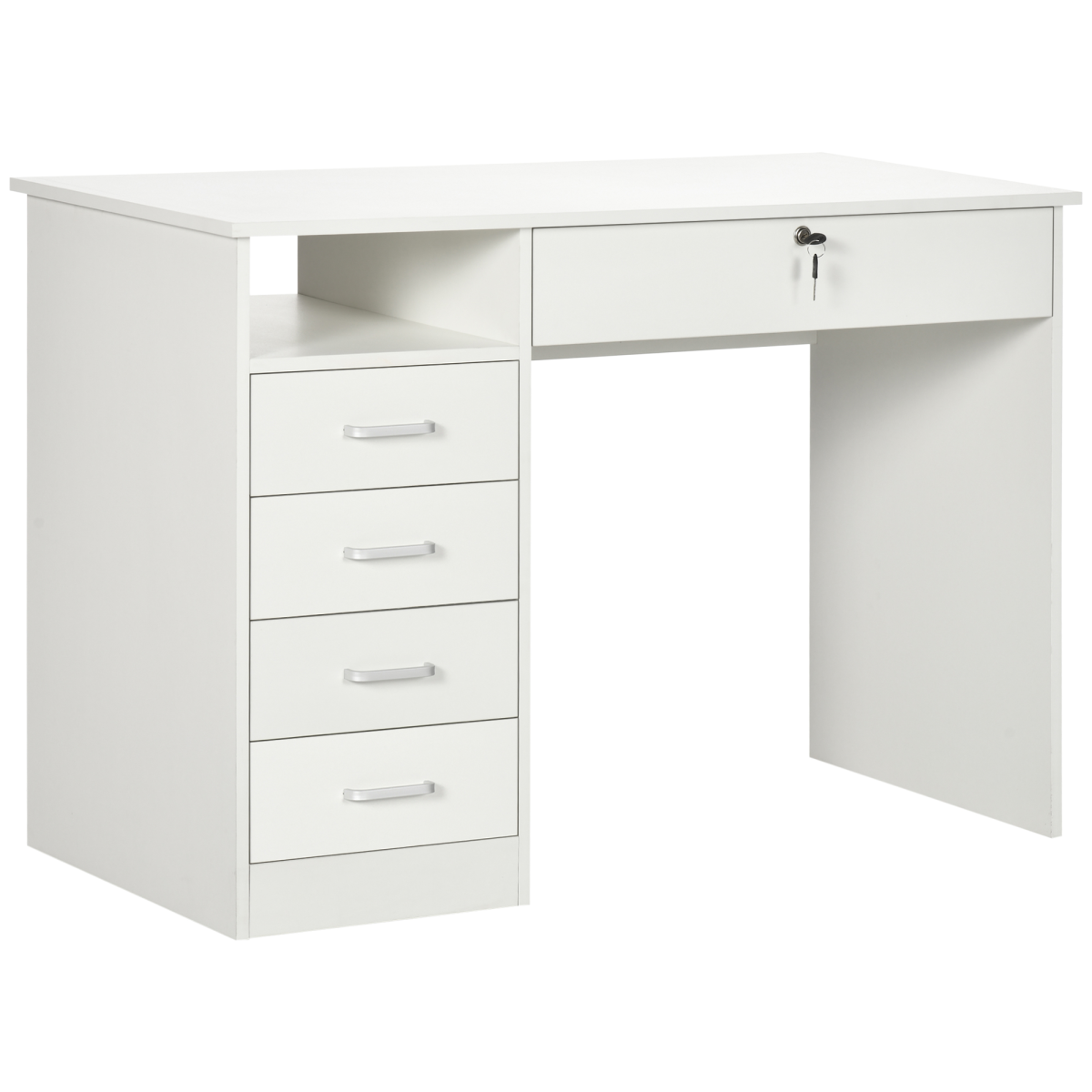 cortex-london-windsor-five-drawer-white-computer-desk-locking-drawer