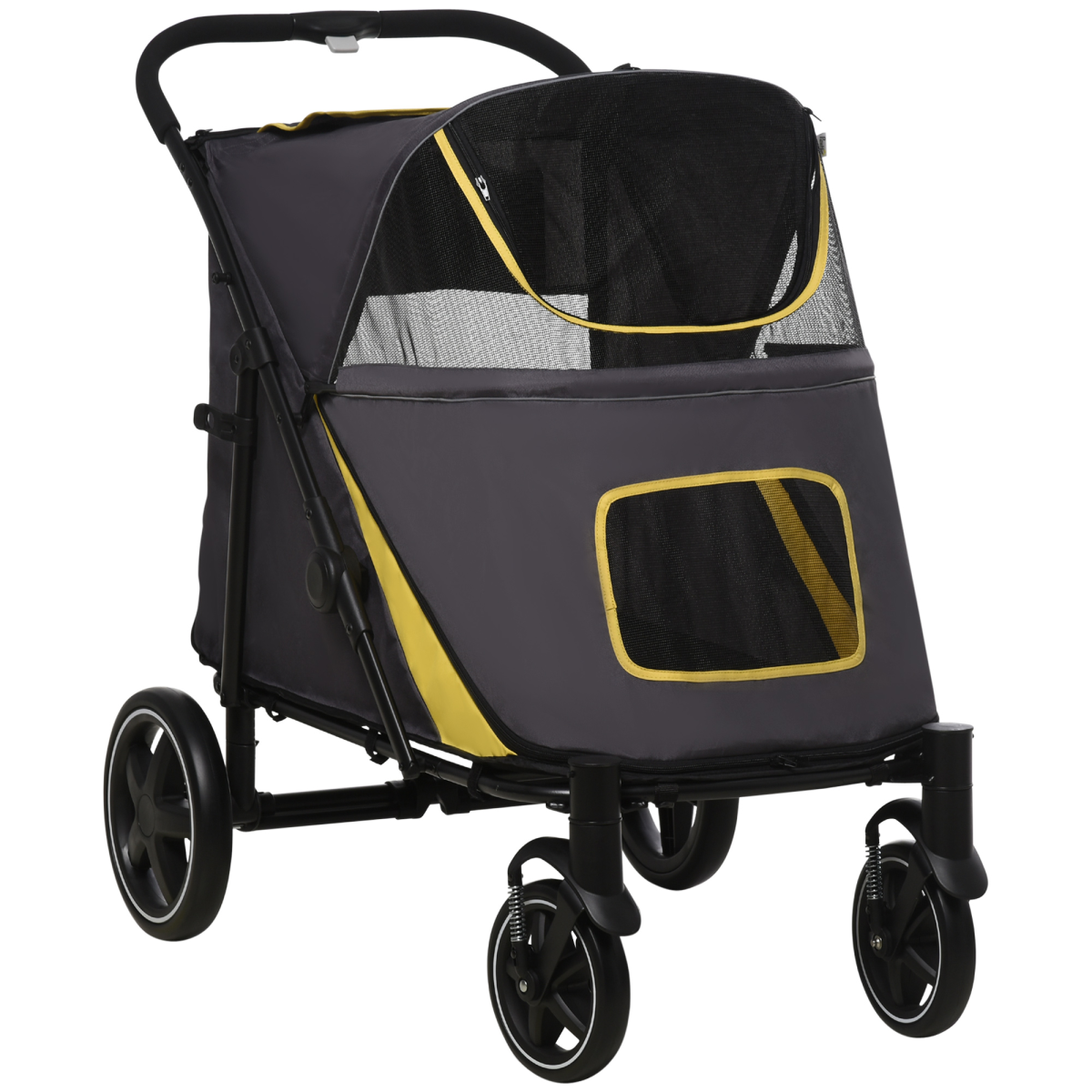cortex-london-windsor-foldable-dog-stroller-grey-universal-wheels-shock-absorber