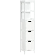 HOMCOM Narrow Floor Cabinet, Bathroom Cabinet with 3 Drawers and 2 Open Shelves, 30W x 30D x 141.6Hcm, White