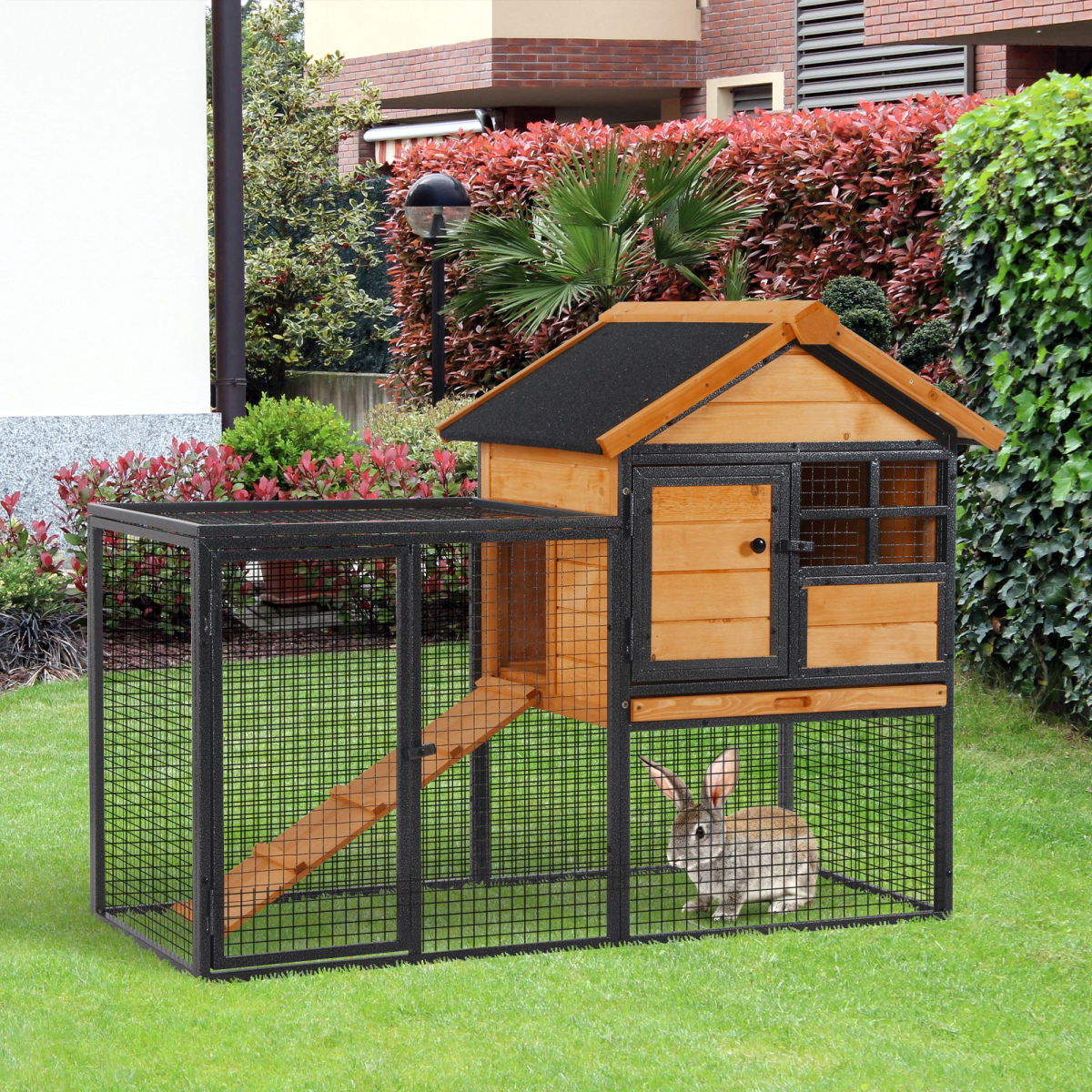 cortex-london-windsor-rabbit-hutch-outdoor-fir-wood-metal-light-yellow-black