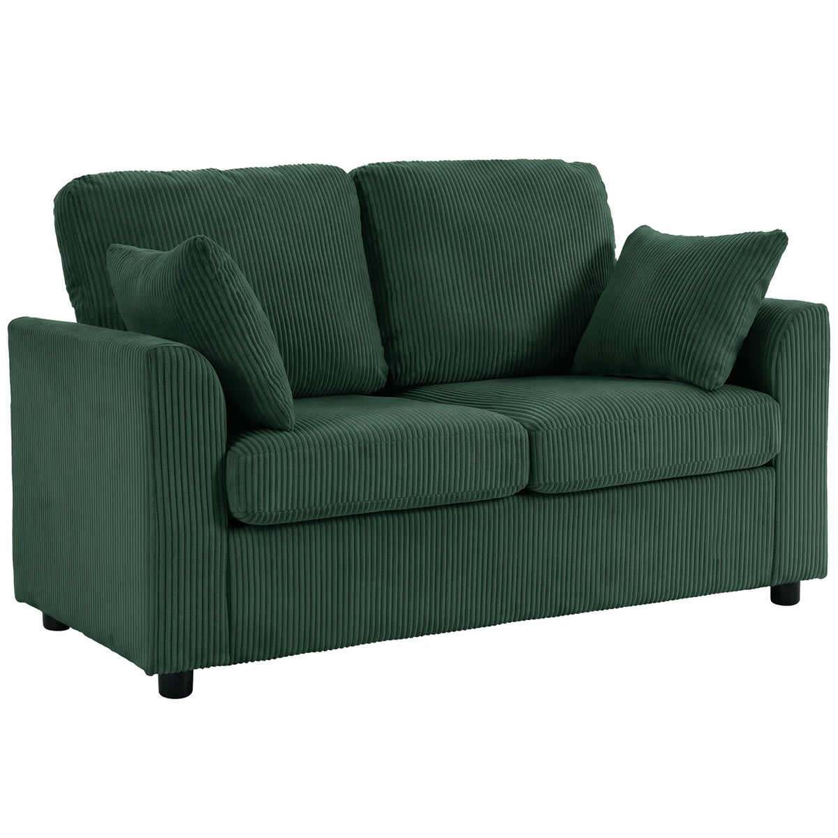 HOMCOM 2 Seater Sofa, Corduroy Small Couch with Spring Cushion, Wide and Deep Seat, Dark Green