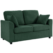 HOMCOM 2 Seater Sofa, Corduroy Small Couch with Spring Cushion, Wide and Deep Seat, Dark Green