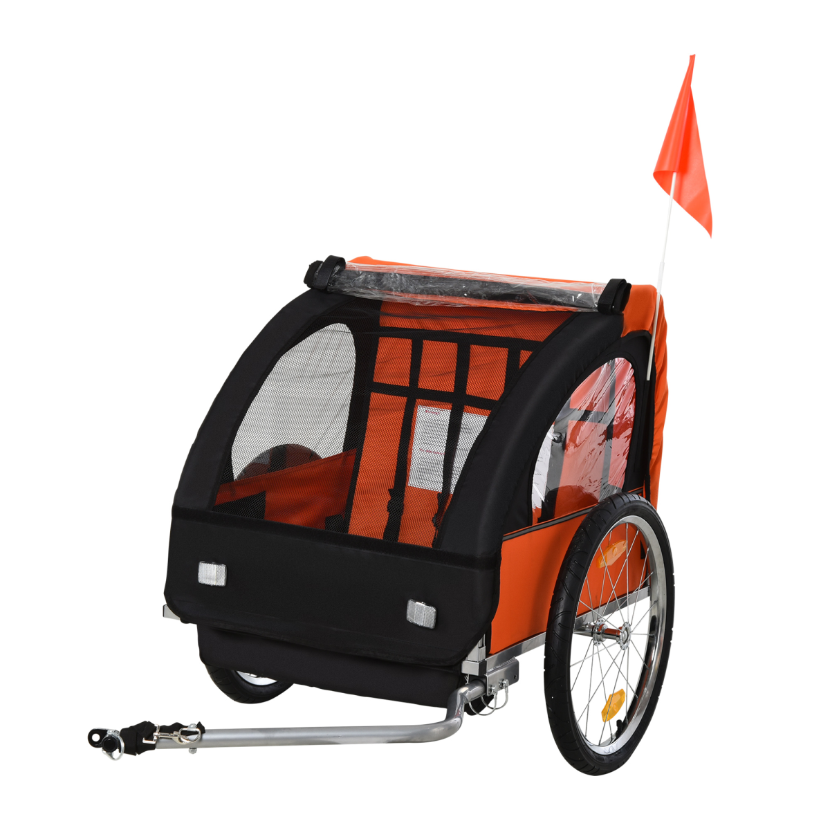 cortex-london-windsor-orange-two-seat-child-bike-trailer-steel-frame