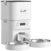 PawHut Automatic Cat Feeder Timed Portion Control Pet Food Dispenser with 2 Stainless Steel Bowls