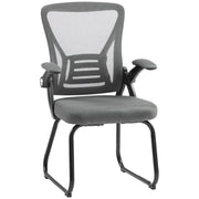 HOMCOM Office Chair, Ergonomic Desk Chair No Wheels with Mesh Backrest and Steel Legs for Home Conference Room, Dark Grey