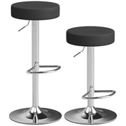 HOMCOM Bar Stools Set of 2, Modern PU Leather Swivel Barstools, Height Adjustable Breakfast Bar Chairs with Footrest, Black