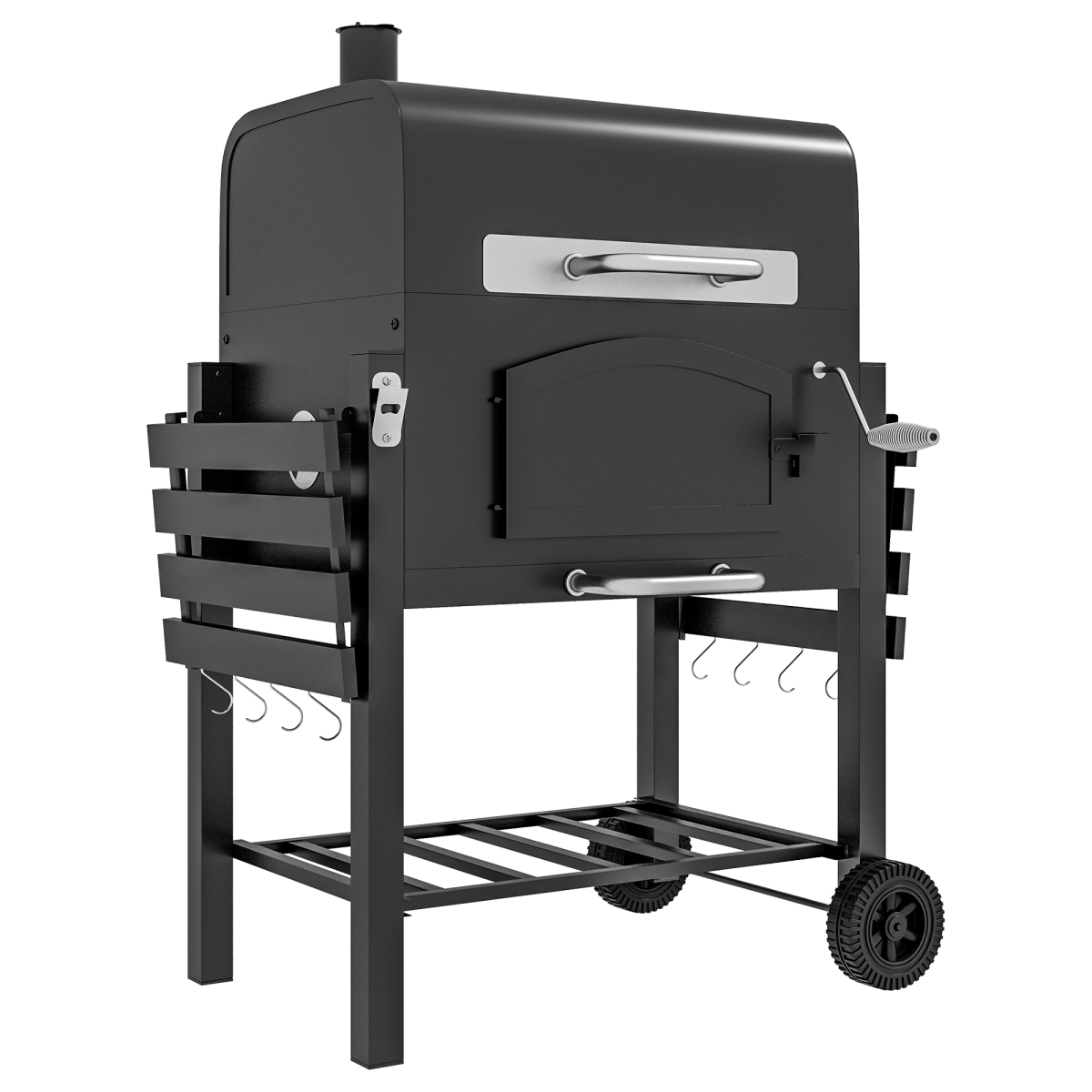cortex-london-windsor-charcoal-grill-bbq-trolley-smoker-thermometer-black