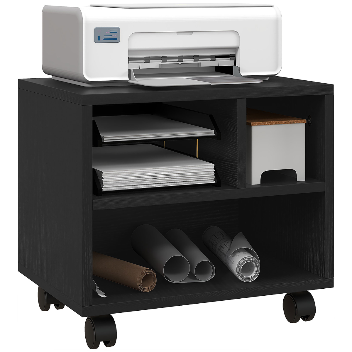 cortex-london-windsor-black-printer-stand-storage-cart-on-wheels