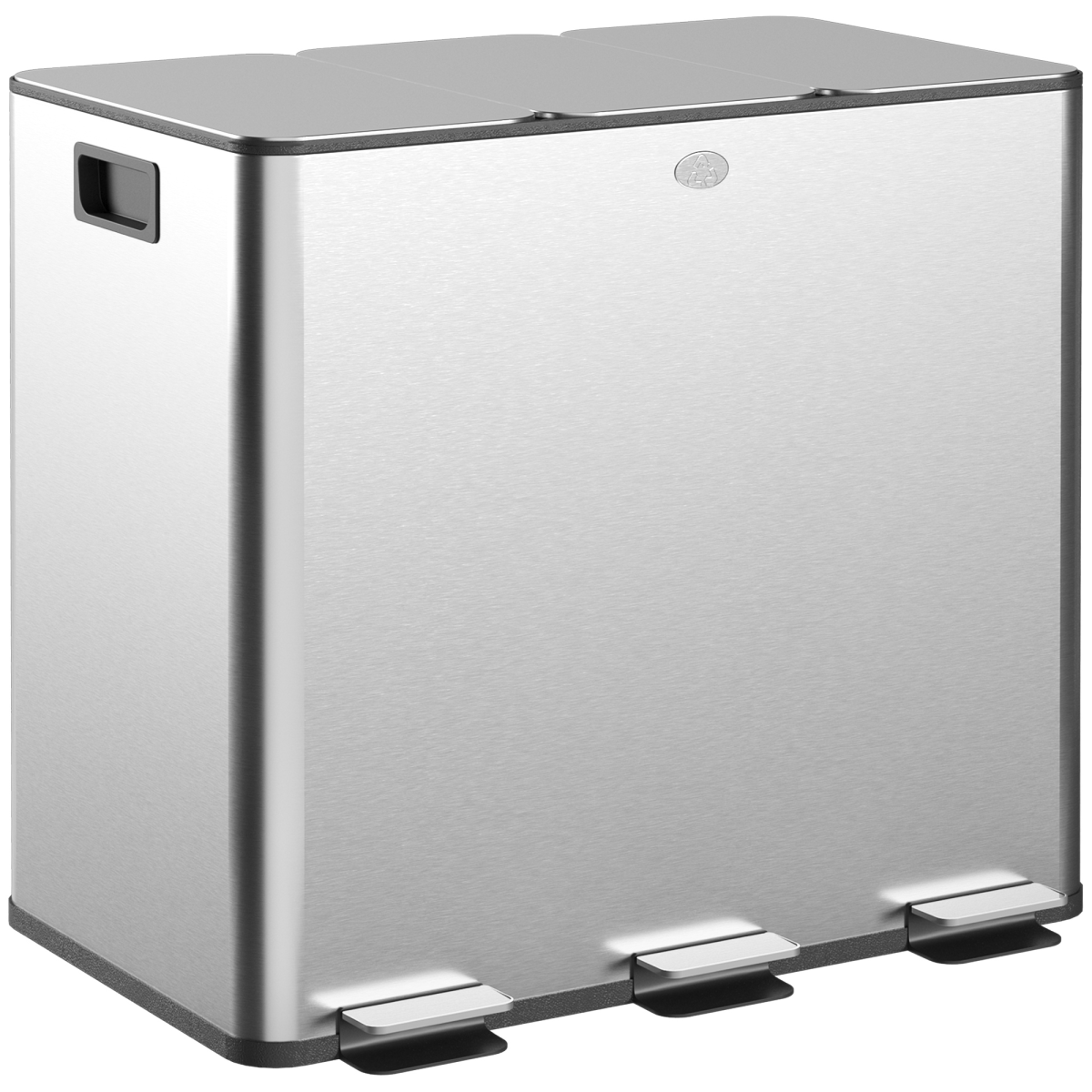 cortex-london-windsor-triple-3-x-15l-kitchen-recycling-pedal-bin-silver