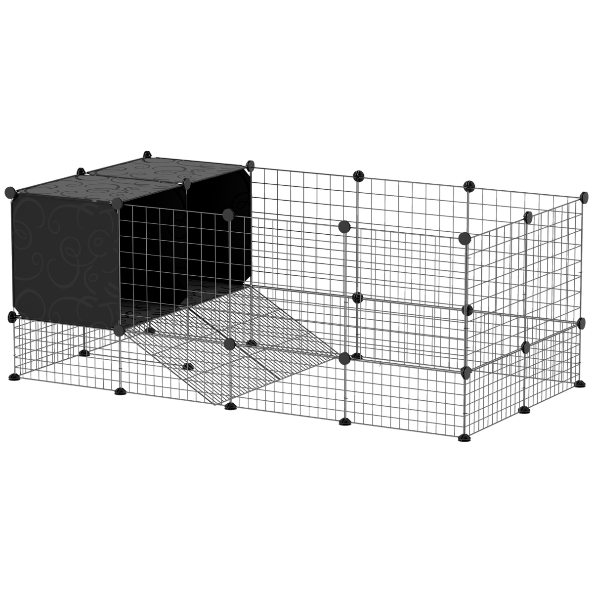 cortex-london-windsor-small-animal-cage-raised-huts-guinea-pigs-rabbits-black