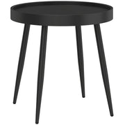 Outsunny 49.5 cm Round Garden Table, Small Outdoor Coffee Side Table with Plastic Tray-Style Top, Metal Legs, Black