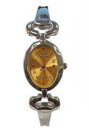 Luisant Ladies Fashion Oval Yellow Dial Silver Steel Bracelet Strap Watch - CLEARANCE NEEDS RE-BATTERY