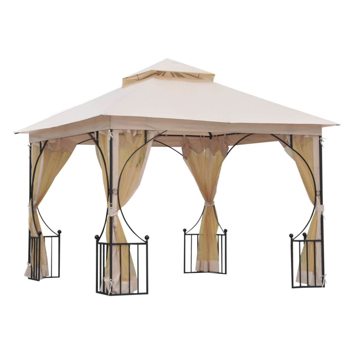 cortex-london-windsor-beige-waterproof-metal-gazebo-with-sides-3m-x-3m