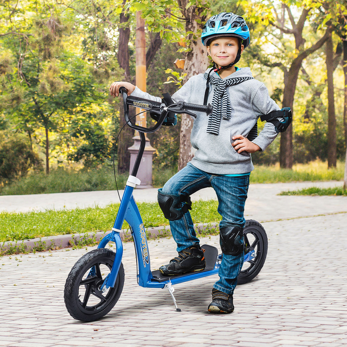 cortex-london-windsor-blue-kids-scooter-adjustable-handlebars-rear-brake