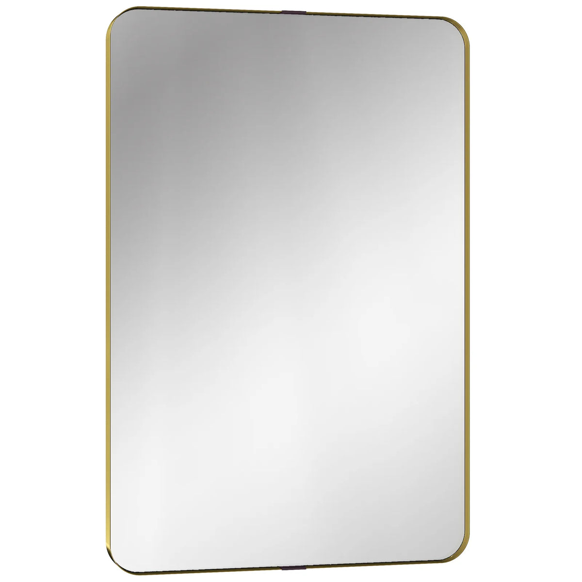HOMCOM Rectangular Wall Mirror, 90 x 60 cm Wall Mounted Bathroom Mirror w/ Aluminium Alloy Frame and Tempered Glass, Gold Tone