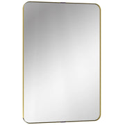 HOMCOM Rectangular Wall Mirror, 90 x 60 cm Wall Mounted Bathroom Mirror w/ Aluminium Alloy Frame and Tempered Glass, Gold Tone