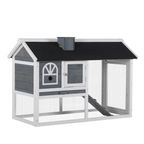 Rabbit Hutch Wood Bunny Cage for Outdoor Indoor w/ Pull Out Tray Run Box Ramp