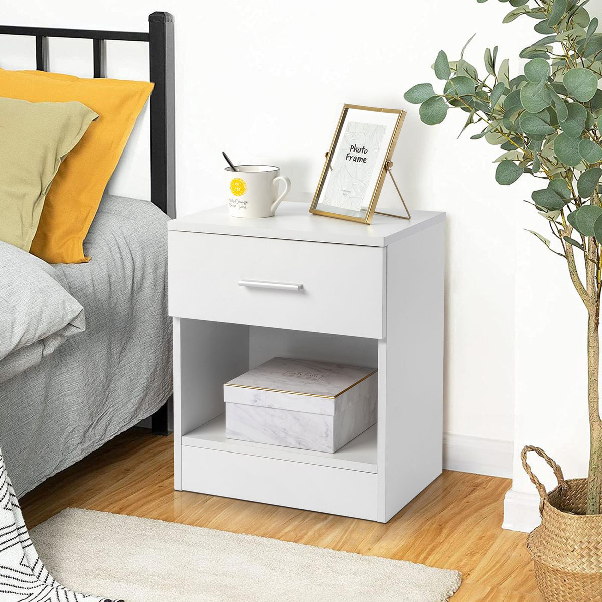 cortex-london-york-white-two-tier-bedside-cabinet-particleboard-drawer-open-shelf