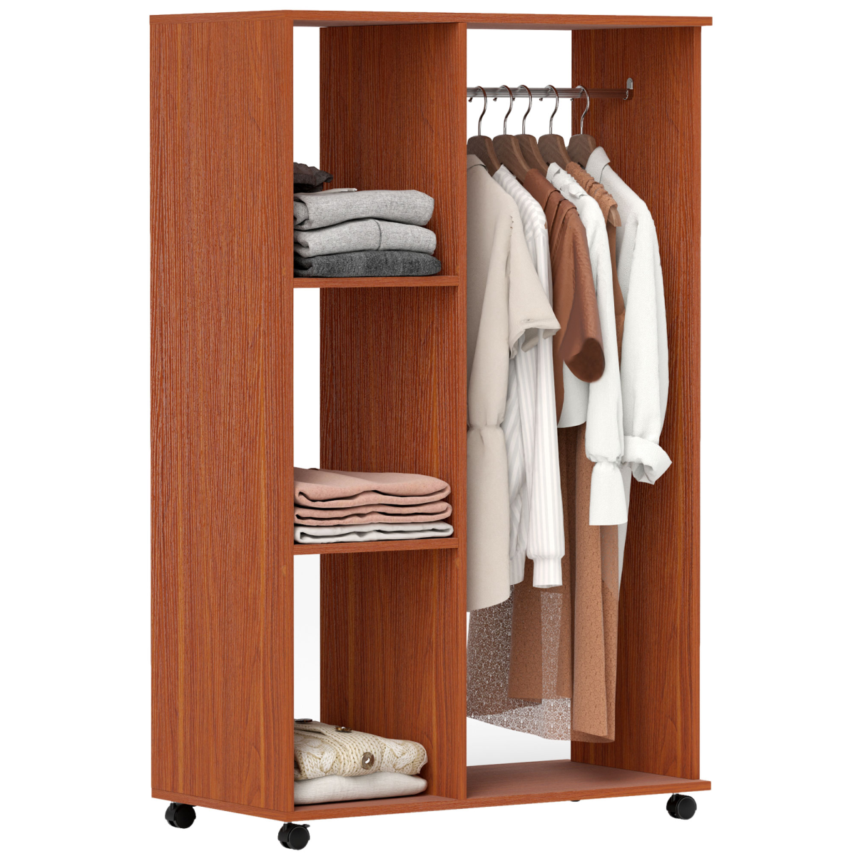 cortex-london-york-walnut-open-wardrobe-hanging-rail-cubbies-wheels