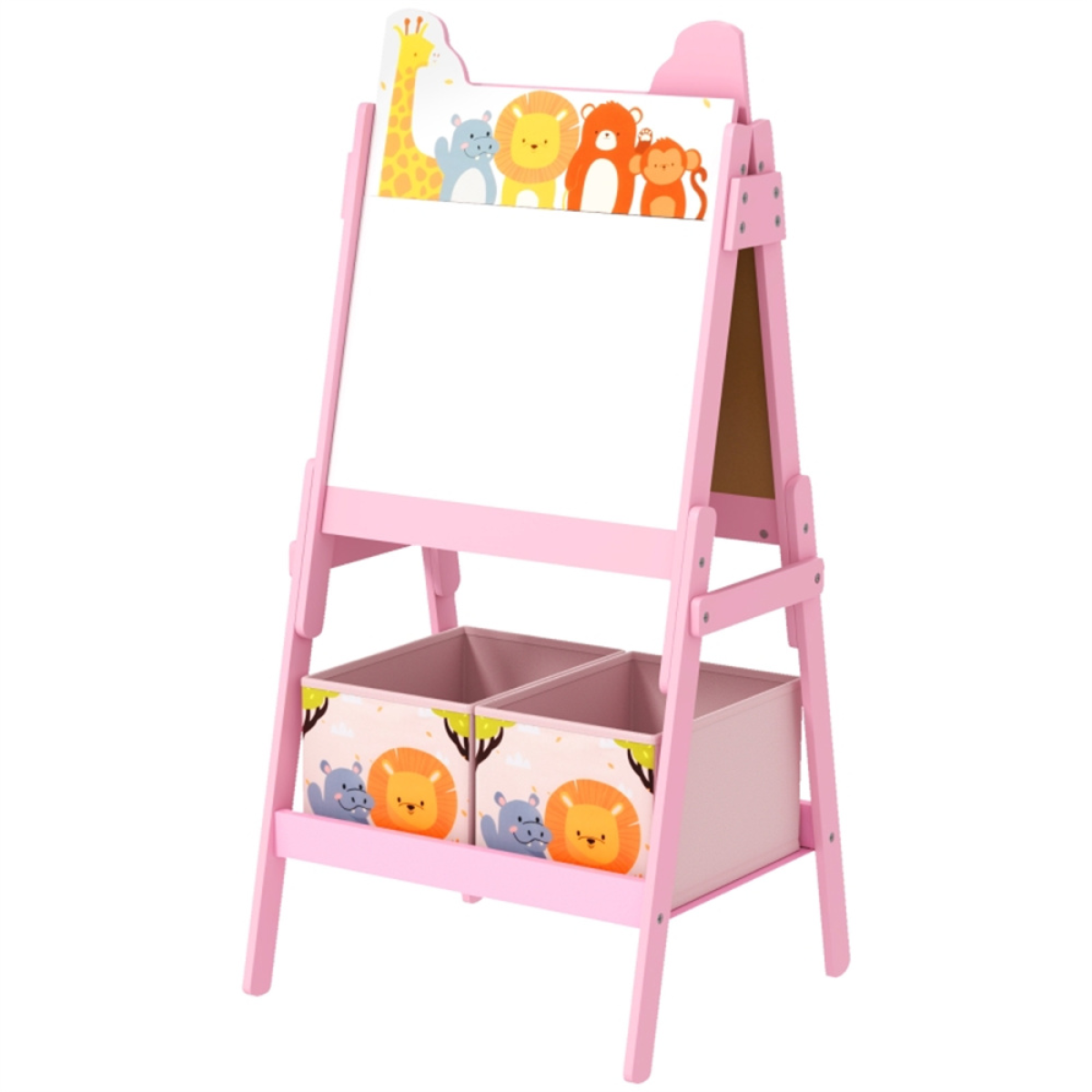 cortex-london-windsor-pink-kids-art-easel-blackboard-whiteboard-mdf-storage-boxes