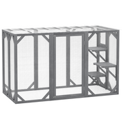 PawHut 71"Wooden Cat House with 3 Platforms, Large Door for Multiple Cats