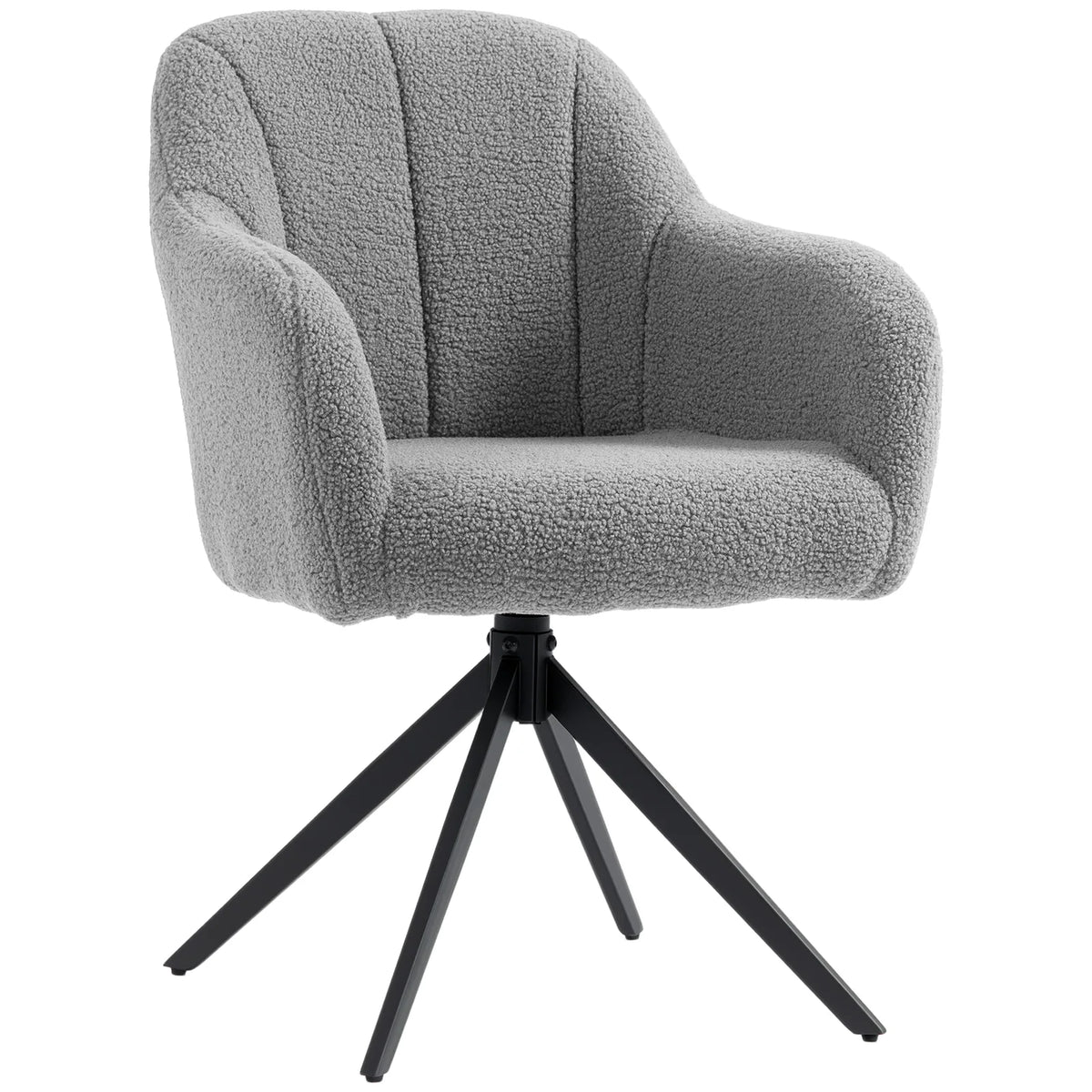 HOMCOM 360 Degree Swivel Accent Chair, Teddy Fleece Armchair, Grey