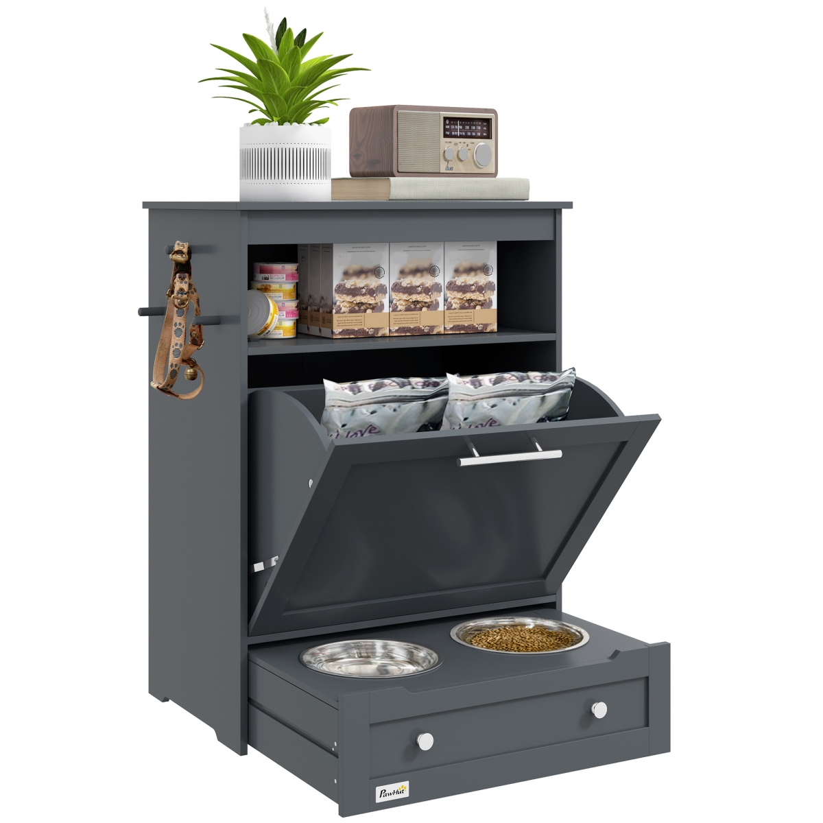 cortex-london-windsor-pawhut-grey-pet-feeding-station-food-storage-cabinet