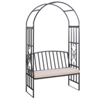 Outsunny Metal Bench W/Arch, 114L cm-Grey