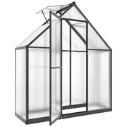 Outsunny 5.5 x 2ft Polycarbonate Greenhouse, Quick Setup Walk in Green House, Push Door, Adjustable Roof Vent, Rain Gutter, Black