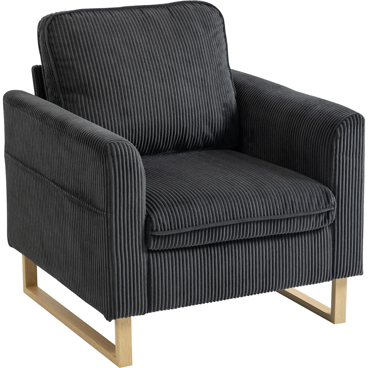 HOMCOM Accent Chair with Pocket Spring, Modern Industrial Armchair with Metal Legs for Livingroom Dark Grey