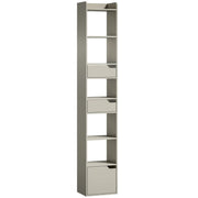 HOMCOM Bookcase Tall Narrow with 5 Tiers and Drawers Freestanding Bookshelf Storage Cabinet for Living Room Grey