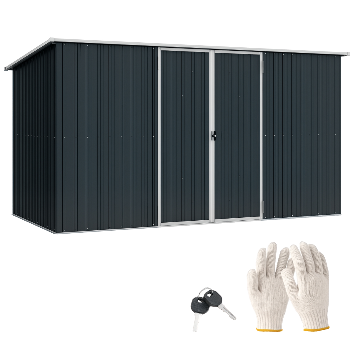 cortex-london-windsor-galvanised-steel-garden-shed-grey-lockable-doors