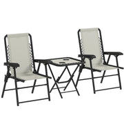 Outsunny Three-Piece Garden Table and Chair Set - Cream White