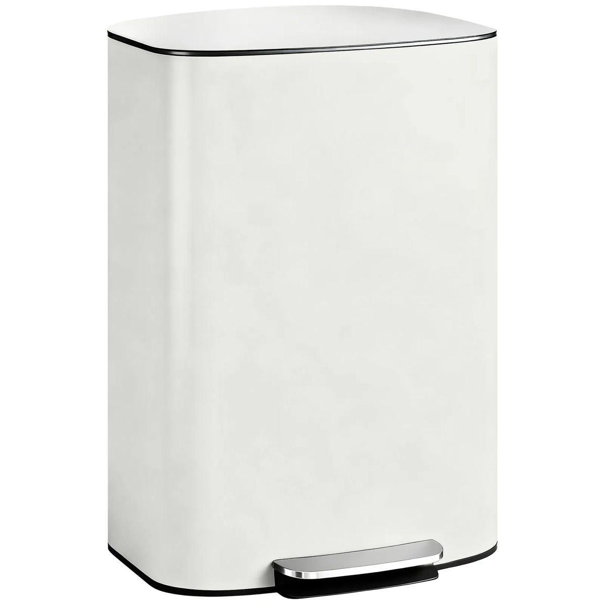 HOMCOM 50L Kitchen Bin with Soft-Close Lid and Stay-Open Function, Stainless Steel Pedal Bin with Removable Inner Bucket, Carry Handle for Kitchen, Office, Home, Cream