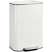 HOMCOM 50L Kitchen Bin with Soft-Close Lid and Stay-Open Function, Stainless Steel Pedal Bin with Removable Inner Bucket, Carry Handle for Kitchen, Office, Home, Cream